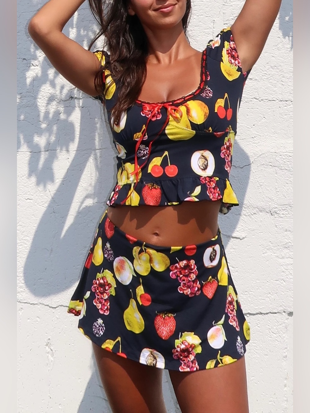Besos Biquinis 2pc. Set Las Frutas Blouse and Skort Size M/L